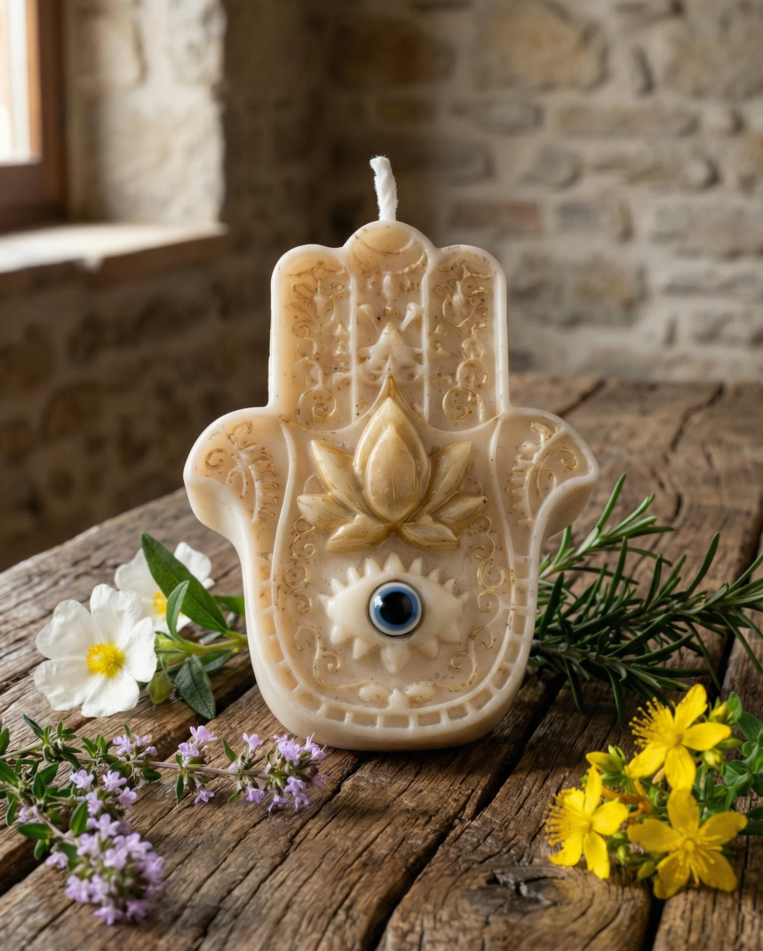 Vela de soja decorativa Mano de Fátima - Imagen 5